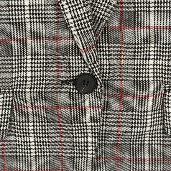 Women's Aqua Grey Red White Plaid Blazer Business Casual Jacket - Small - Picture 7 of 8